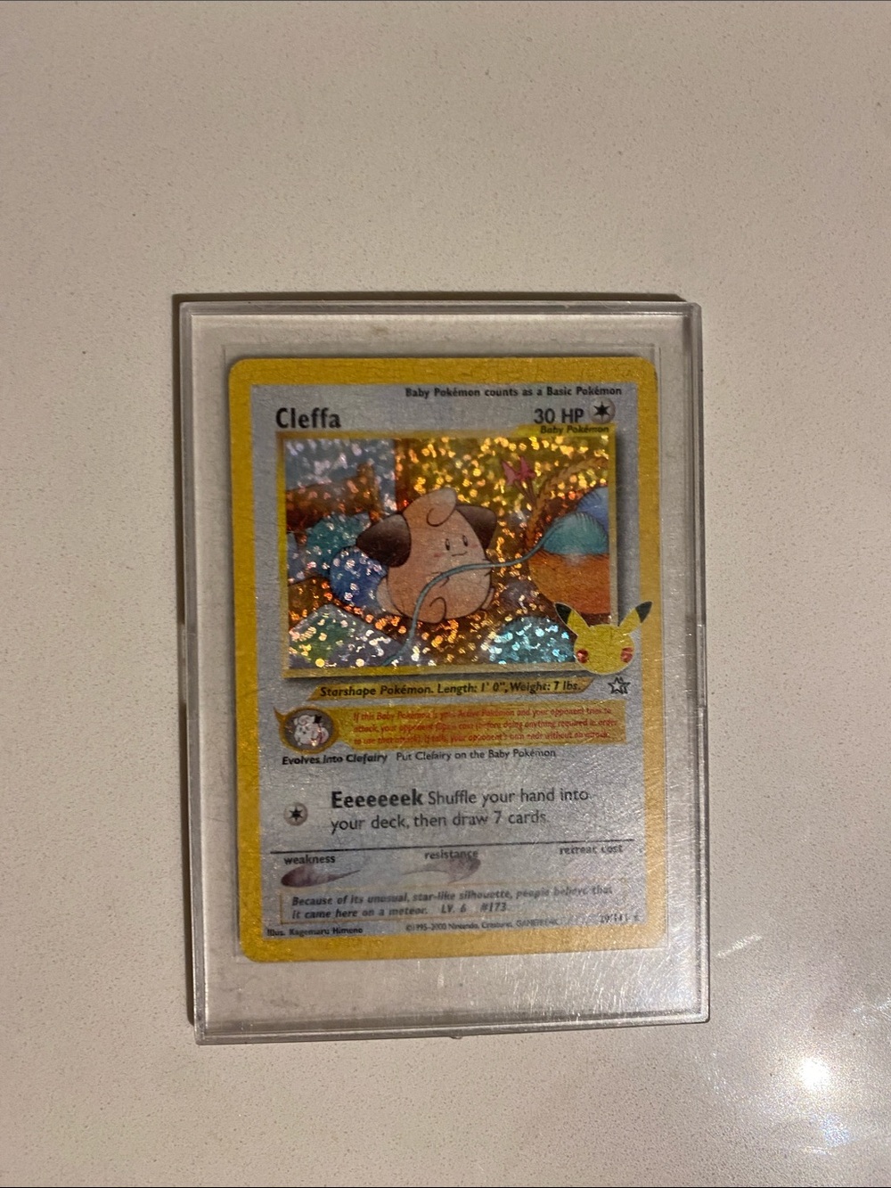 Pokemon Cleffa Holographic Card - Yellow Border